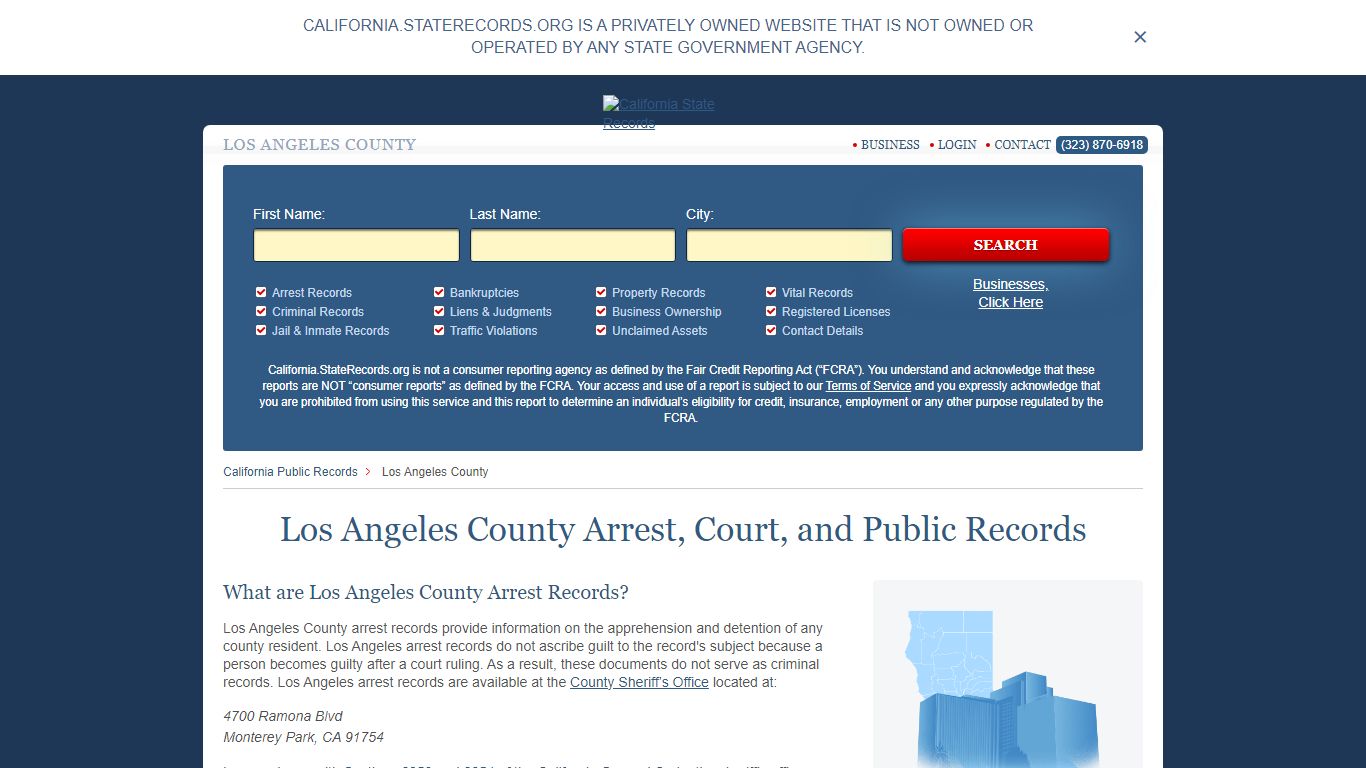 Los Angeles County Arrest, Court, and Public Records